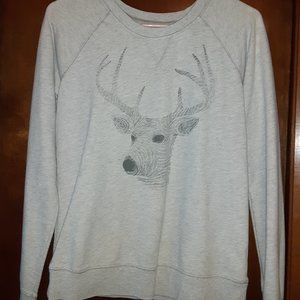 Sweatshirt, deer with antlers, light gray, S